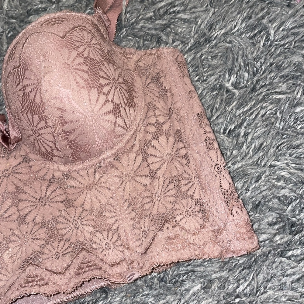 Brown lingerie floral bra corset size 34B - Picture 3 of 15